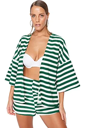 Trendyol Kimono damskie i kaftan-biały-regularny krój, , S
