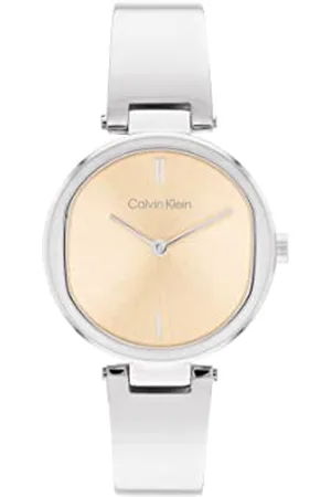 Calvin Klein Analogowy zegarek kwarcowy dla kobiet ze srebrną bransoletką ze stali nierdzewnej - 25200311, , Nowoczesny