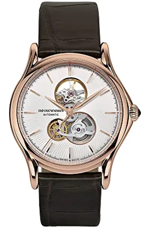 Emporio Armani Szwajcarski zegarek męski, automatyczny ruch, obudowa ze stali nierdzewnej 42 mm różowe złoto z paskiem aligatora, ARS3401, , ARS3401