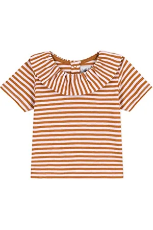 Petit Bateau Dziewczynka A06ZV bluzka z krótkim rękawem, brązowy tost/biała lalka, 3 miesiące, Brązowy tost/biała lalka, 3 Miesiące
