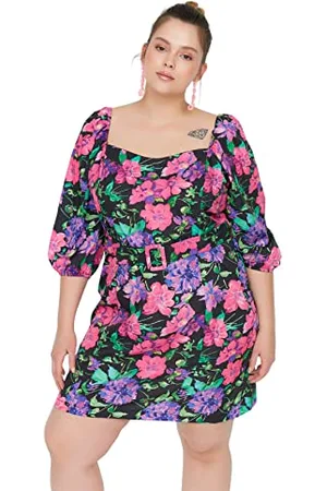 Trendyol Damska sukienka mini bodycon podkreślająca figurę tkanina plus size, , 44