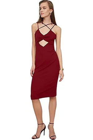 Trendyol Sukienka - bordowa - Midi, , 64