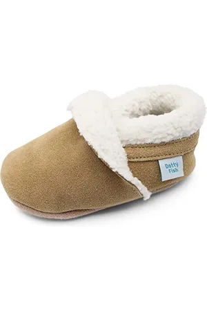 Dotty Fish Unisex Baby zamszowe kapcie, - 0-6 Miesiące