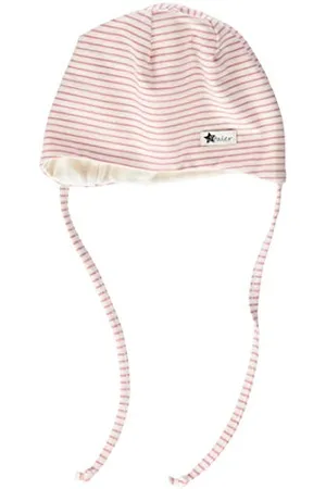 Sterntaler Beanie z tasiemkami do wiązania, wzorem w paski i naszywką, , 39
