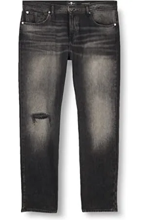 7 for all Mankind Męskie dżinsy Spodnie The Straight Constructor, czarne, regularne, , 48