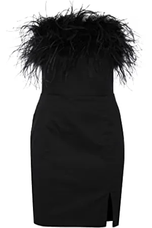 Swing Linett minisukienka damska, elegancka sukienka, odświętna, sukienka na imprezę, sukienka wieczorowa, suknia ślubna, sukienka balowa, krótka sukienka z naturalnymi piórami, bez rękawów