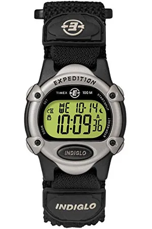 Timex Zegarek Unisex Expedition Mid-Size CAT cyfrowy wyświetlacz czarny pasek zapinany na rzep T47852
