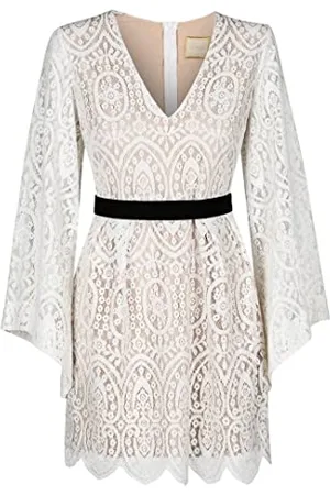 Swing Maya damska sukienka mini, elegancka sukienka, odświętna, sukienka na imprezę, sukienka wieczorowa, suknia ślubna, sukienka koktajlowa, sukienka koronkowa, dekolt w serek, długi rękaw