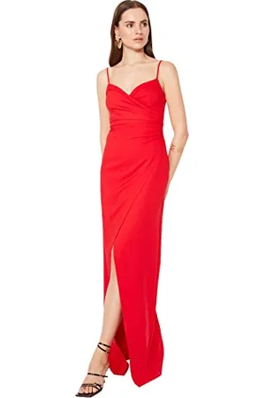 Trendyol Damska sukienka maxi Wrapover dopasowana wieczorowa i balowa, , 68