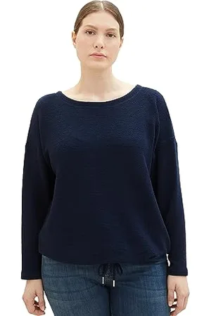 TOM TAILOR Damska bluza ze strukturą i sznurkiem, , 46 duże rozmiary