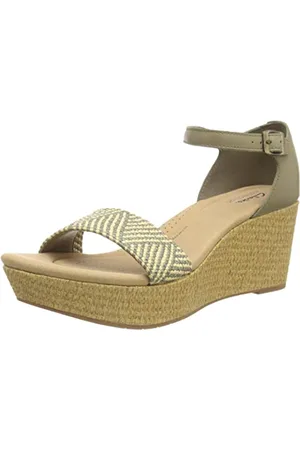 Clarks Damskie sandały Rose Ease, skóra oliwkowa, rozmiar 39,5, , 39.5 EU