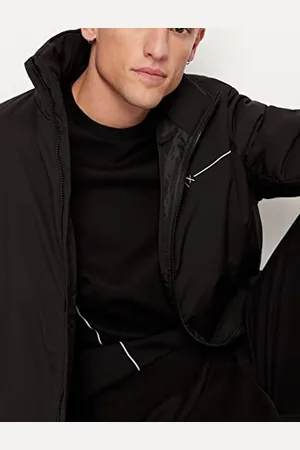 Armani Exchange Męska kurtka z logo Lines Jacket, czarna, bardzo duża, czarny, XXL
