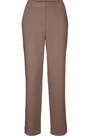 VERO MODA Bestseller A/S Damskie spodnie VMZELDA HR Straight Pant NOOS, brązowe Lentil, 38/30, , 38W / 30L