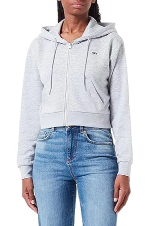 JACK & JONES JACK&JONES Damska bluza JXABBIE REG LS Every Zip Hood SWT NOOS, Light Grey Melange/Nadruk: Czarne logo JJXX, M, , M