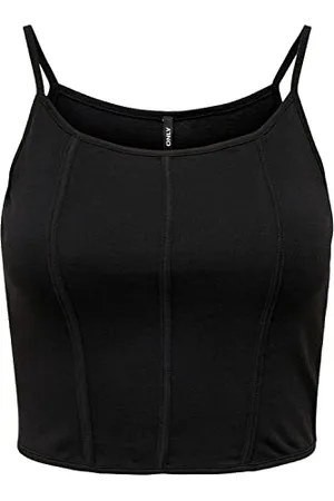ONLY Damskie Onlnew KIRA S/L Box JRS Top, Black/Detail:gorset, S, , S