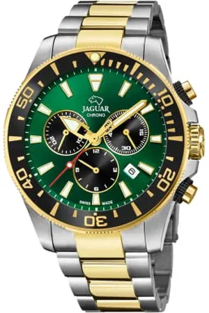 Jaguar J862/3 seria Executive Collection 43,5 mm zielona z dwukolorową stalową taśmą dla mężczyzn