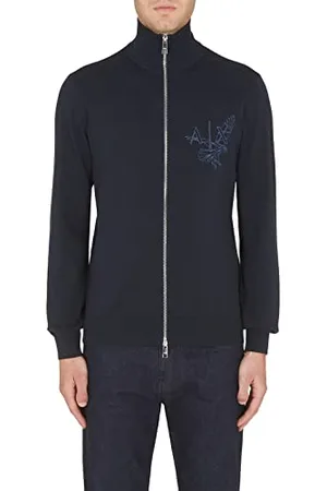 Armani Exchange Męska bawełna organiczna, Zip Through, Eagle Logo, Long Sleeves Cardigan Sweater, granatowa, ekstra mała, grantowy, XS