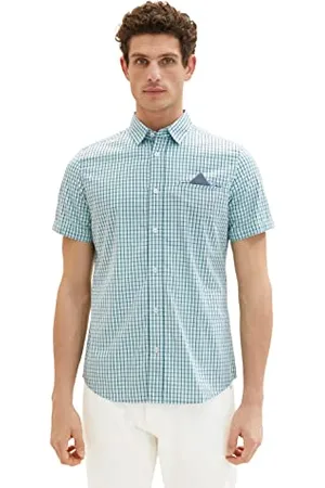 TOM TAILOR Męska koszula 1036223, 31807-Turquoise Navy Check, XXL, , XXL