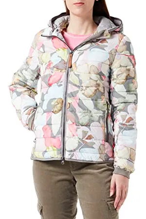 Camel Active Damska lekka kurtka pikowana z odpinanym kapturem, Flower Print, 34
