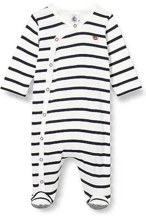 Petit Bateau Śpiąca piżama dziecięca, Biały Marshmallow/Niebieski Smoking, 24 miesi?cy