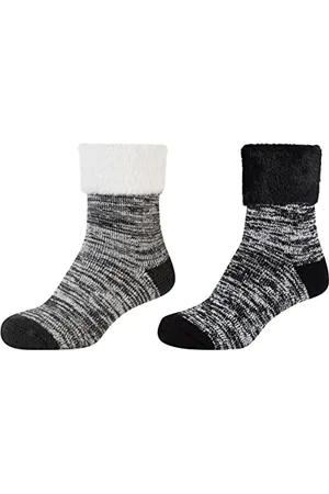 Camano 1102034002 - damskie mouline cosy przytulne skarpety 2 pary, czarne, rozmiar 35/38, , 35 EU