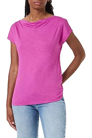 Gerry Weber Damska koszulka z krótkim rękawem z wycięciem w kształcie wodospadu, krótki rękaw, podcięte ramiona, koszulka z długim rękawem 1/2, jednokolorowa, melanżowa, , 36