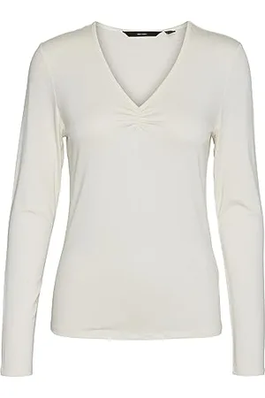 VERO MODA Bluzka damska VMALBERTE LS dekolt w serek Top JRS NOOS, , M