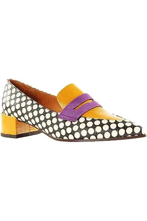 Chie Mihara Damskie JEITA36,5 Driving Style Loafer, Black, White, Yellow, Purple, 36,5 EU, , 36.5 EU