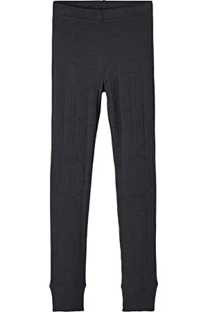 NAME IT Bestseller A/S Chłopięce NKMWANG Wool Needle LONGJOHN XXIII legginsy, niebieski grafit, 134/140, , 134-140