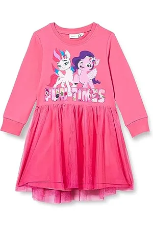 NAME IT Bestseller A/S Niemowlęta Dziewczynka NMFJANE MLP LS Tulle SWE Dress UNB CPLG sukienka, , 86, , 86 cm