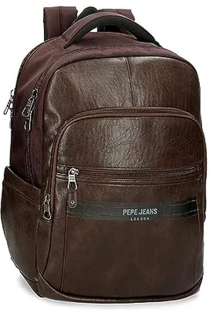 Pepe Jeans Horley Plecaki poliestrowe i detale ze sztucznej skóry, czarny, brązowy, przenośny, , Talla única, podwójny plecak