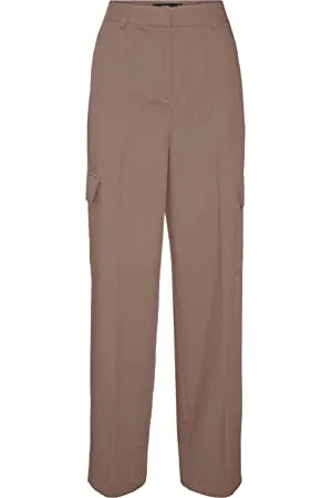 VERO MODA Bestseller A/S Damskie spodnie VMZELDA HR Straight Cargo Pant NOOS, brązowe Lentil, 38/30, , 38W / 30L