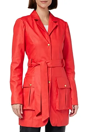 KENDALL + KYLIE KENDALL & KYLIE Damski blezer K&K W VGN Leather TIE KKW3711004, Bloody RED, XL, niebieski czerwony