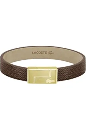 Lacoste Męska skórzana bransoletka MONOGRAM LEATHER Collection, czarna, zielona lub brązowa, Jeden rozmiar, Skóra, Bez kamieni szlachetnych