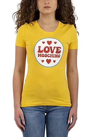 Moschino Damska koszulka ze streczu bawełny z logo Patch Print, , 46 PL