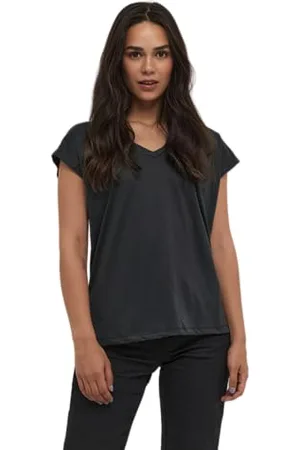 Kaffe KAlise T-shirt damski z krótkim rękawem, dekolt w serek, koszulka basic, , S