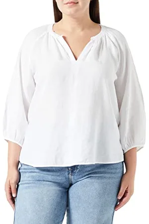 Gerry Weber Damska bluzka lniana z rękawami 3/4 z rękawami balonowymi 3/4, rękawy balonowe, raglanowa bluzka z rękawami 3/4, rękaw 3/4, jednokolorowa, , 40