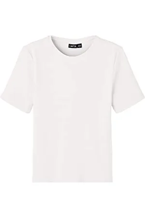 NAME IT Bestseller A/S Dziewczęca NLFDIDAS SS Short TOP koszulka z długim rękawem, biała Alyssum, 170/176, , 170/176 cm