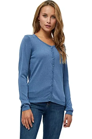 Minus Damski kardigan New Laura, dżinsowy niebieski lurex, M