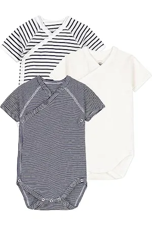 Petit Bateau Opakowanie 3 body niemowlęce z krótkim rękawem w paski bawełniane rozmiary 1-12 miesięcy, , SIZE 12 MONTH STYLE A097H