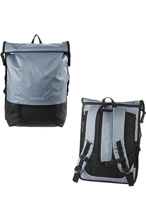 Karen Walker 42139-244 - Lifestyle Roll-Up Backpack Mika Grey z komorą główną, przegrodą na laptopa, ergonomiczną wyściółką pleców, klamrami, wodoodporny, ok. 21 l pojemności