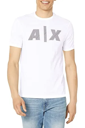 Armani Exchange Męski t-shirt z bolym logo, biały, ekstra duży, biały, XXL