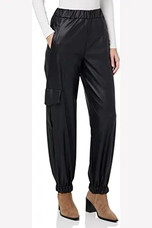 KENDALL + KYLIE KENDALL & KYLIE K&k W Vgn Leather Cargo Spodnie Kkw3712008 Spodnie, Czarne, M Kobiety
