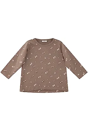 Salt & Pepper T-shirt dla dziewczynek L/S Leaves AOP, , 56 cm