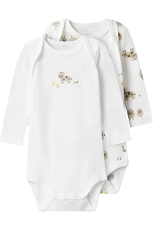 NAME IT Bestseller A/S Unisex NBNBODY 2P LS Farm Animals NOOS Body, , 68, , 68