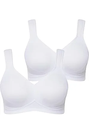 Ulla Popken Damski duży rozmiar, duże rozmiary, plus size, biustonosz z mikrofibry, 2 sztuki, bez fiszbin, uformowane miseczki śnieżnobiałe 90D 793032200-90D, , 90D