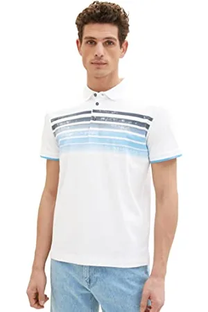 TOM TAILOR Męska koszulka polo z nadrukiem w paski, , 3XL