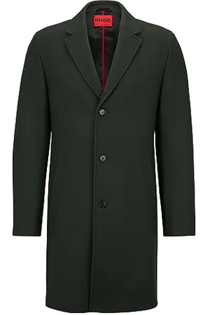 HUGO BOSS Męski płaszcz Malte2341 z mieszanki wełny z guzikami orzechowymi, , 50