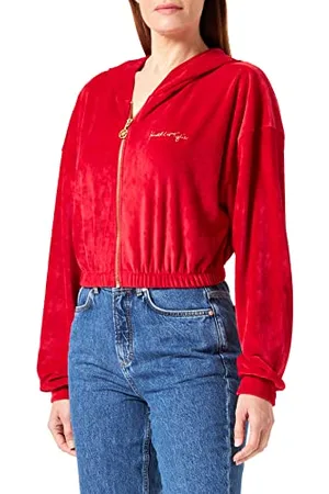 KENDALL + KYLIE KENDALL & KYLIE Damska bluza z kapturem K&k W welurowa bluza z kapturem Kkw3711651, niebieska czerwona, XL