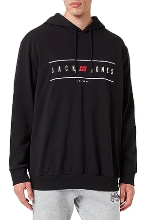 JACK & JONES Bestseller A/S Męska bluza z kapturem Jjelliot Logo Sweat Hood Pls, , 4XL duże rozmiary